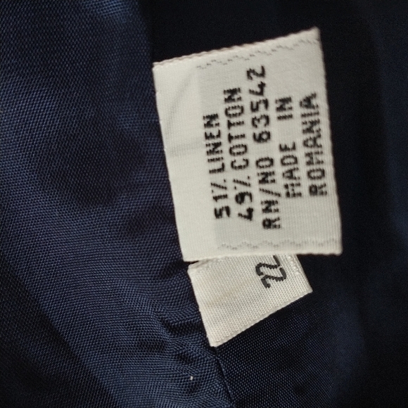 Giorgio Saint Angelo Vintage Houndstooth Linen Dark Navy Blazer Jacket 22 - Picture 9 of 12